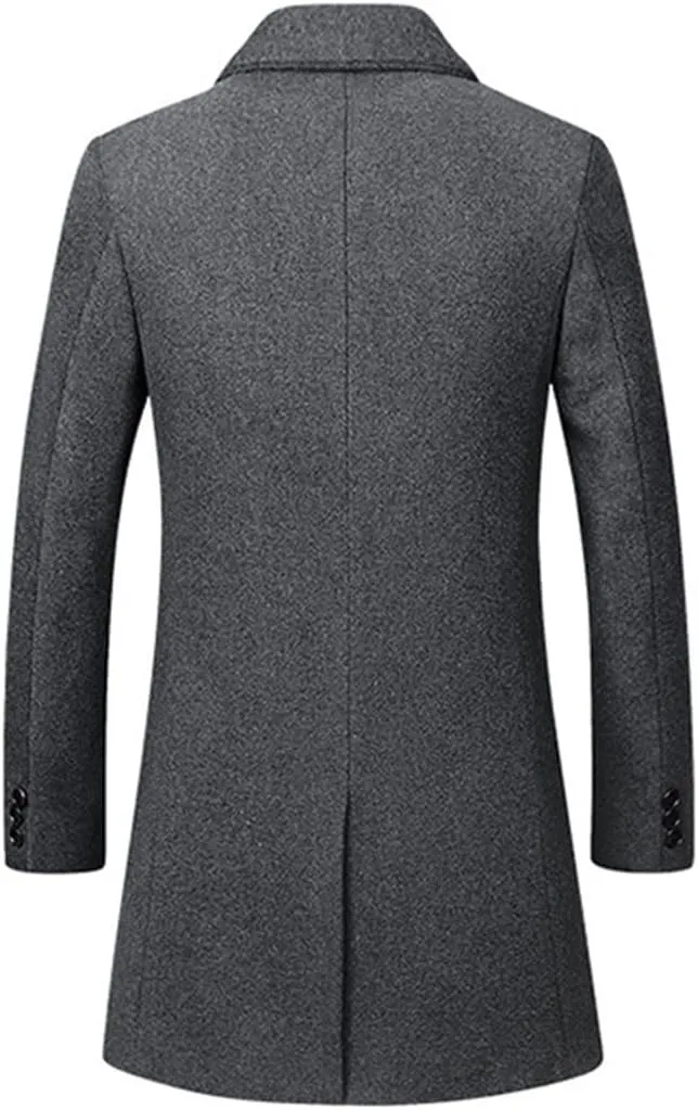 Winter Wool Jackets Men Wool Blends Casual Slim Outwear Black Wool Long Trench Coat