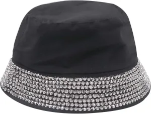 Women Bling Bucket Hat Studded Sparkle Shiny Crystal Bucket Sun Hat Packable Summer Outdoor Cap for Girls Teens Travel