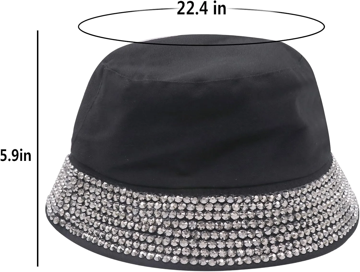 Women Bling Bucket Hat Studded Sparkle Shiny Crystal Bucket Sun Hat Packable Summer Outdoor Cap for Girls Teens Travel