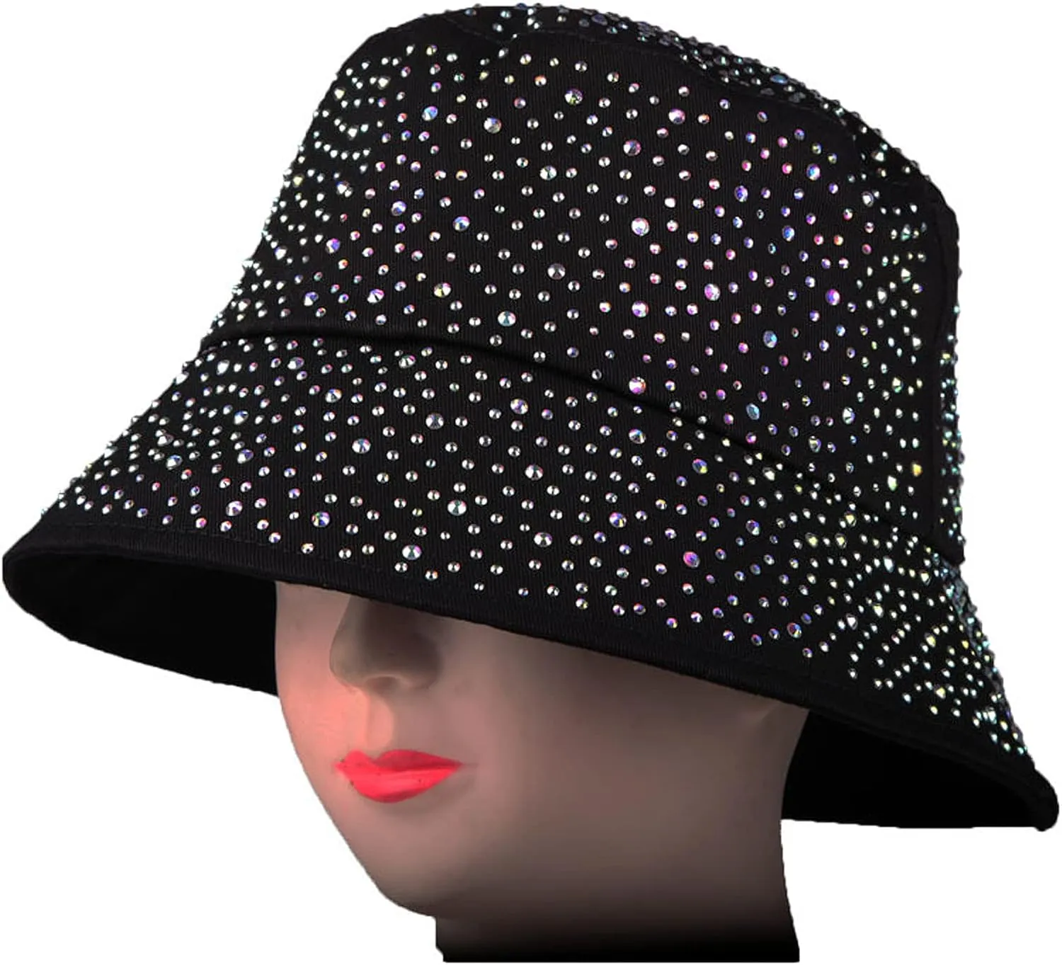 Women Bling Bucket Hat Studded Sparkle Shiny Crystal Bucket Sun Hat Packable Summer Outdoor Cap for Girls Teens Travel