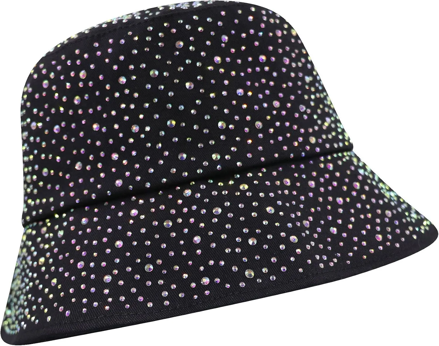 Women Bling Bucket Hat Studded Sparkle Shiny Crystal Bucket Sun Hat Packable Summer Outdoor Cap for Girls Teens Travel