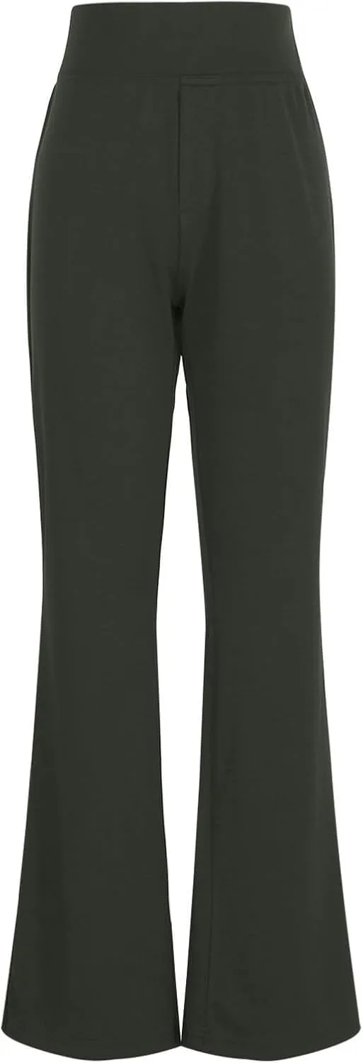 Women Bootcut Dress Pants Stretchy Work Business Office Casual Pull On Elastic Waist Trousers Slacks with Pockets