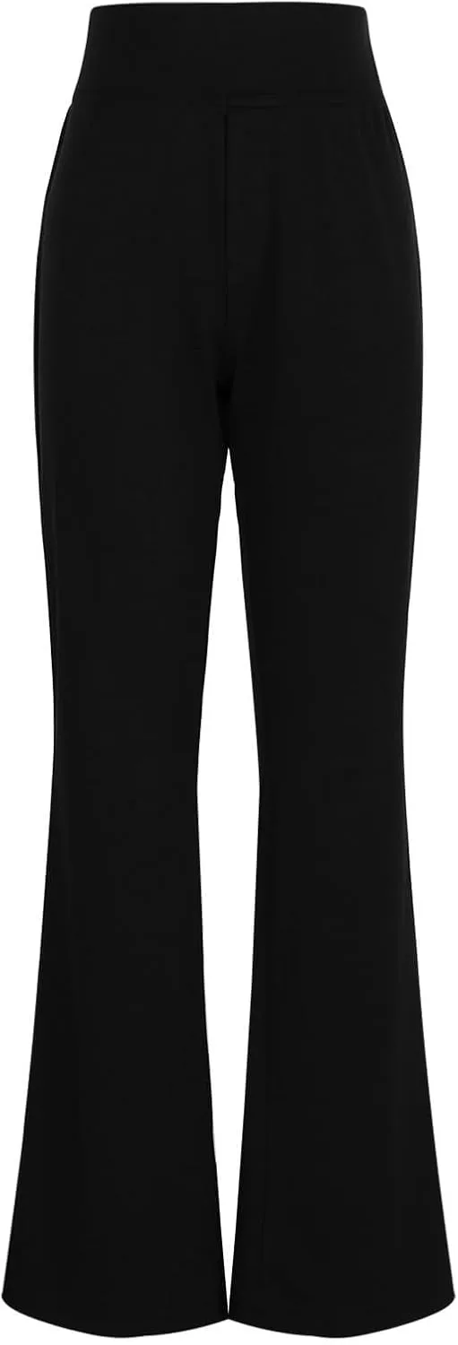 Women Bootcut Dress Pants Stretchy Work Business Office Casual Pull On Elastic Waist Trousers Slacks with Pockets