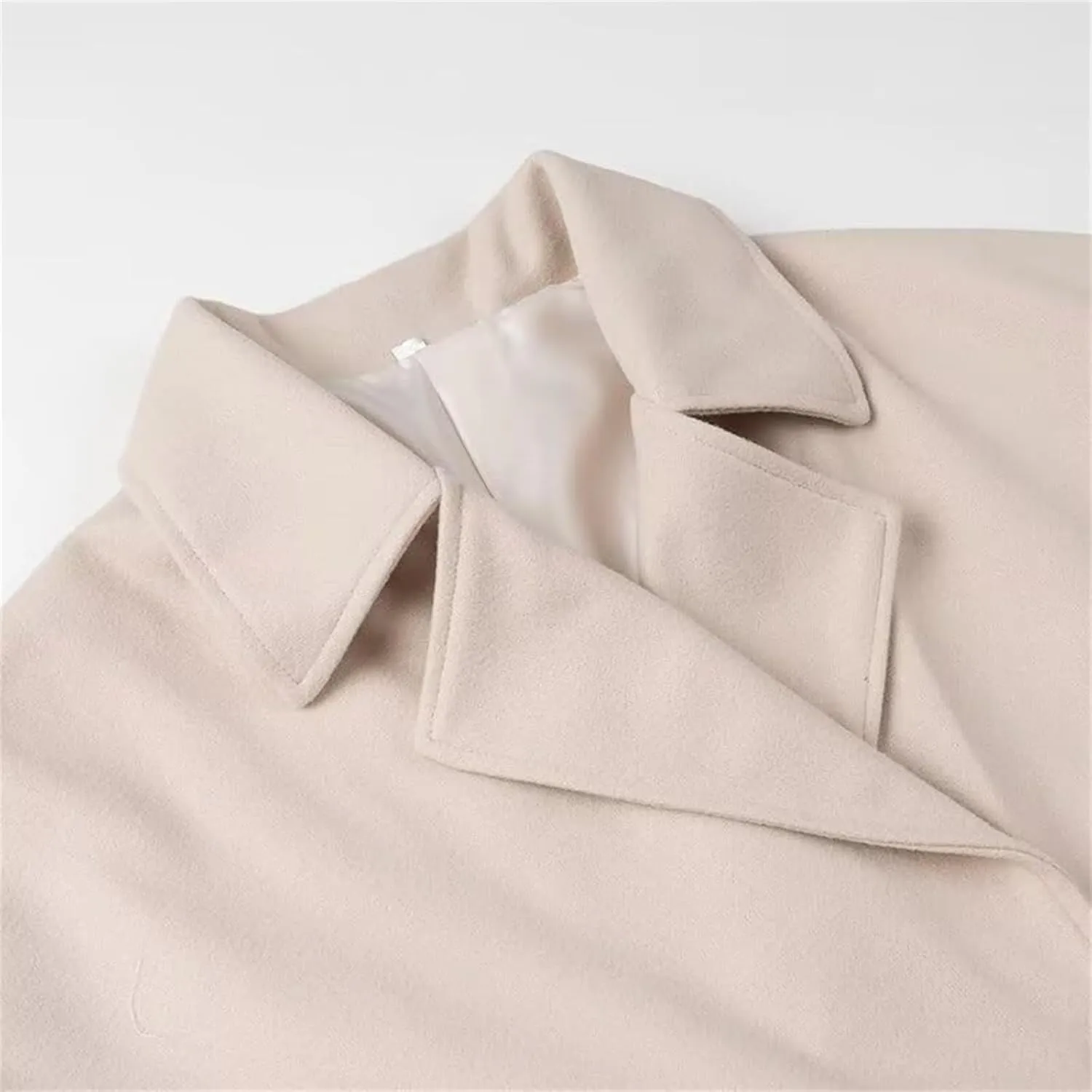 Women Cropped Wool Coats, Fall Winter Casual Business Wool Blend Coat, Solid Blazer Coat
