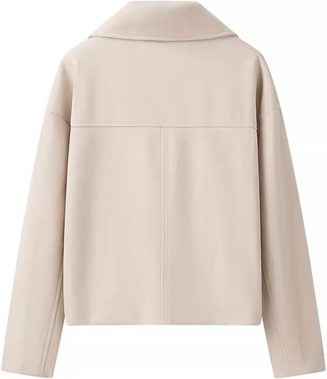 Women Cropped Wool Coats, Fall Winter Casual Business Wool Blend Coat, Solid Blazer Coat