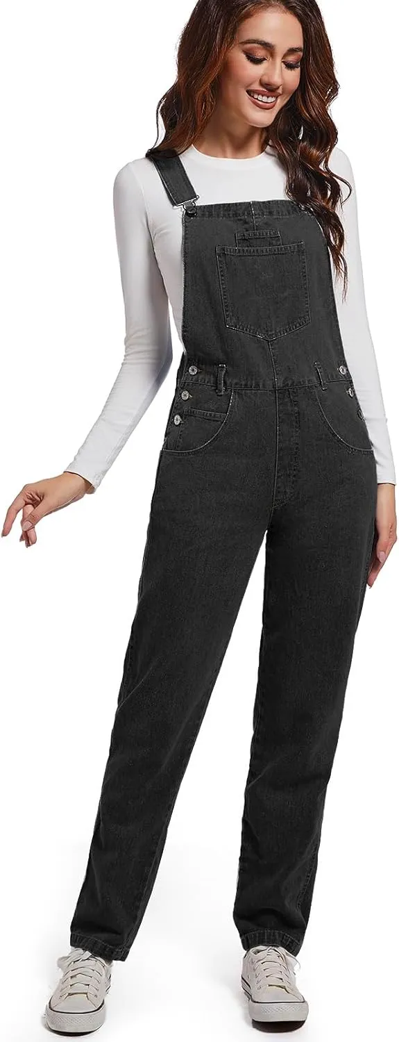 Women Denim Overalls Jean Bib 90s Retro Dungaree Ladies Loose Fit Fashion Cotton Casual Relaxed Jumpsuit