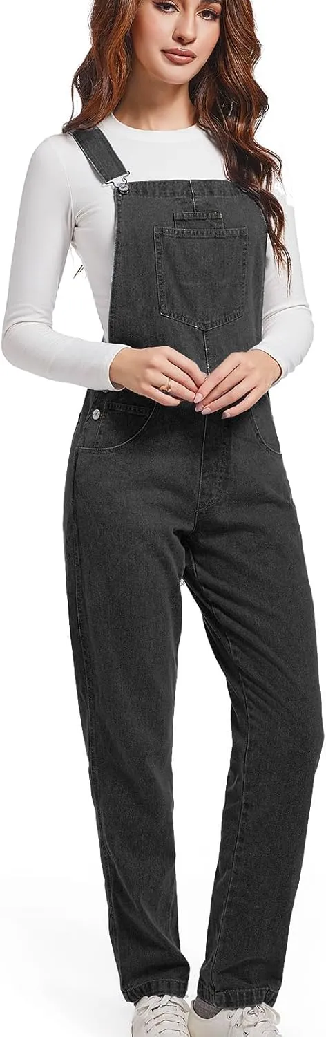 Women Denim Overalls Jean Bib 90s Retro Dungaree Ladies Loose Fit Fashion Cotton Casual Relaxed Jumpsuit