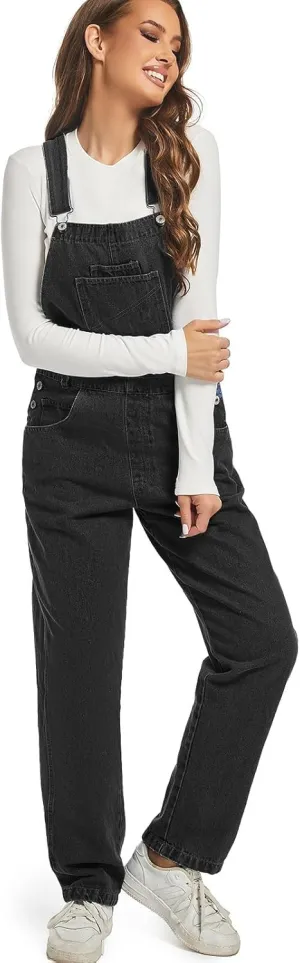 Women Denim Overalls Jean Bib 90s Retro Dungaree Ladies Loose Fit Fashion Cotton Casual Relaxed Jumpsuit