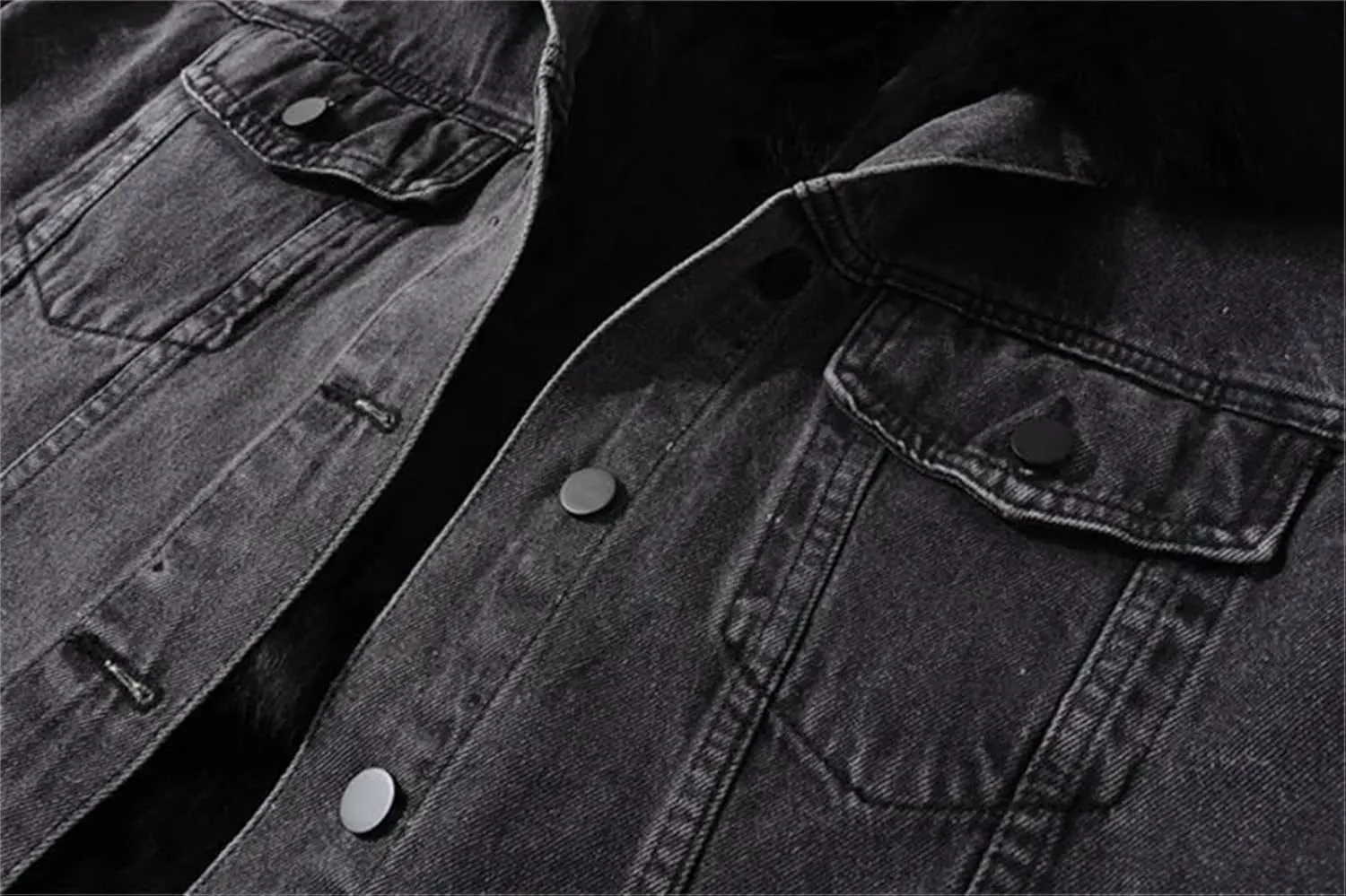 Women Fur Collar Removable Fur Liner Denim Jacket Winter Thick Warm Vintage Jean Jackets