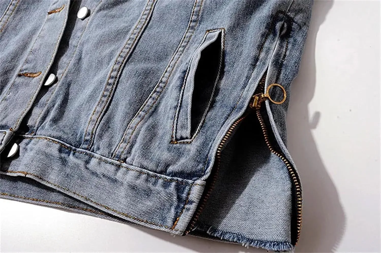 Women Fur Collar Removable Fur Liner Denim Jacket Winter Thick Warm Vintage Jean Jackets