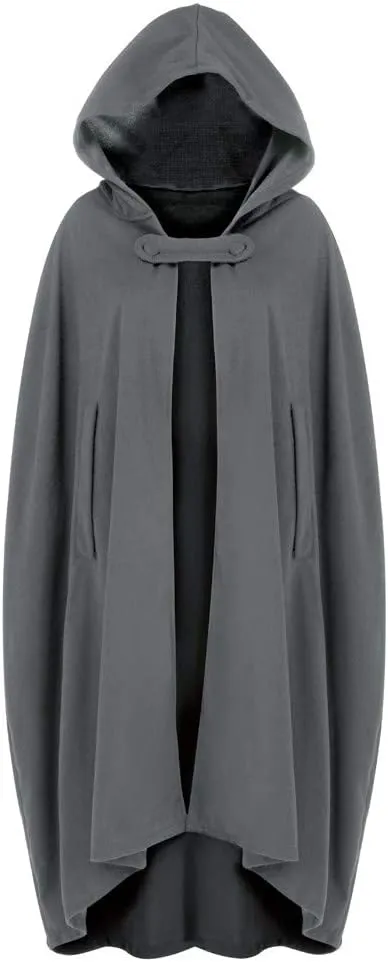 Women Hooded Cape Winter Casual Wool Blend Trench Coat Fashion Windproof Open Front Cardigan Maxi Cloak Coat