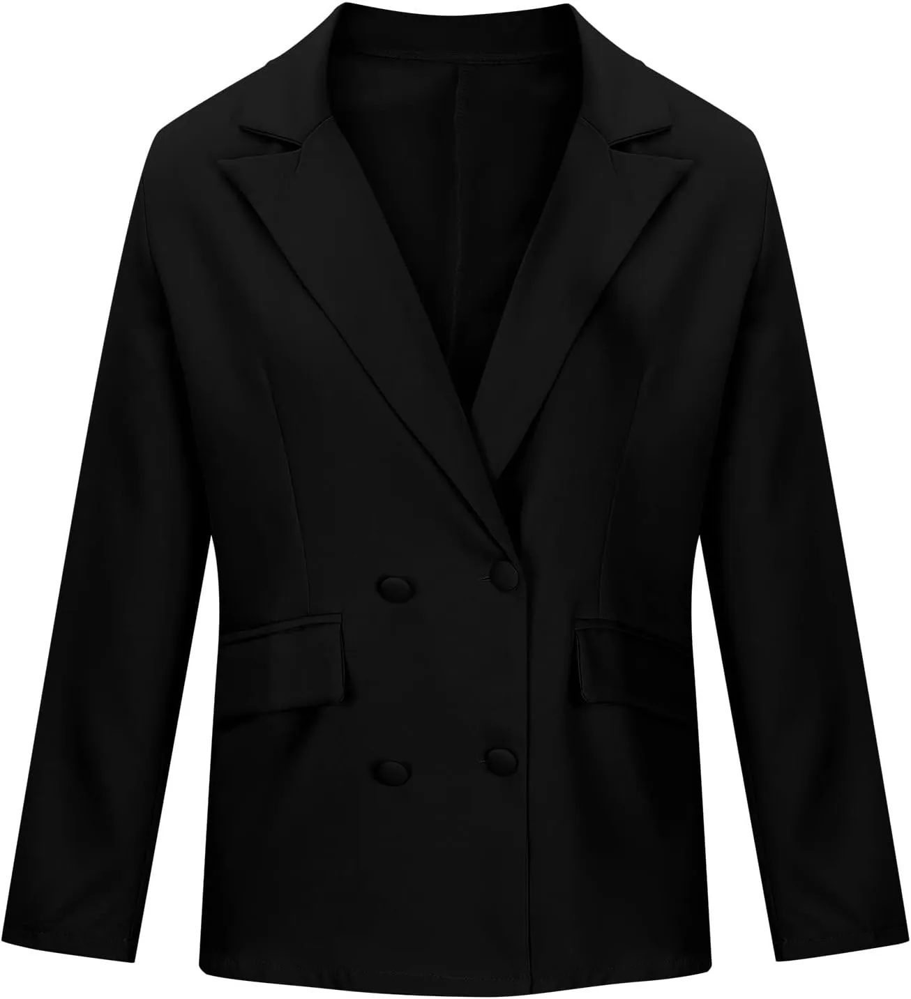 Women Lapel Work Office Blazers Long Sleeve Business Suit Jackets Casual Double Breasted Blazer Coat with Pocket