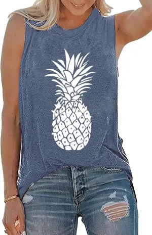 Women Pineapple Sunglasses Beach T Shirt Funny Graphic Tees Casual Summer Short Sleeve Shirt Tops