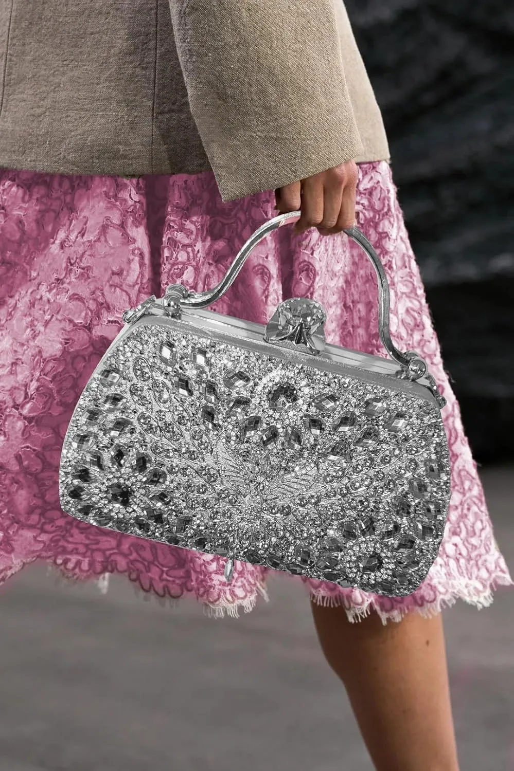 Women Rhinestone Evening Clutch Purses Diamond Handbag Weddings Formal Bag Party Sparkly Crystal Purse