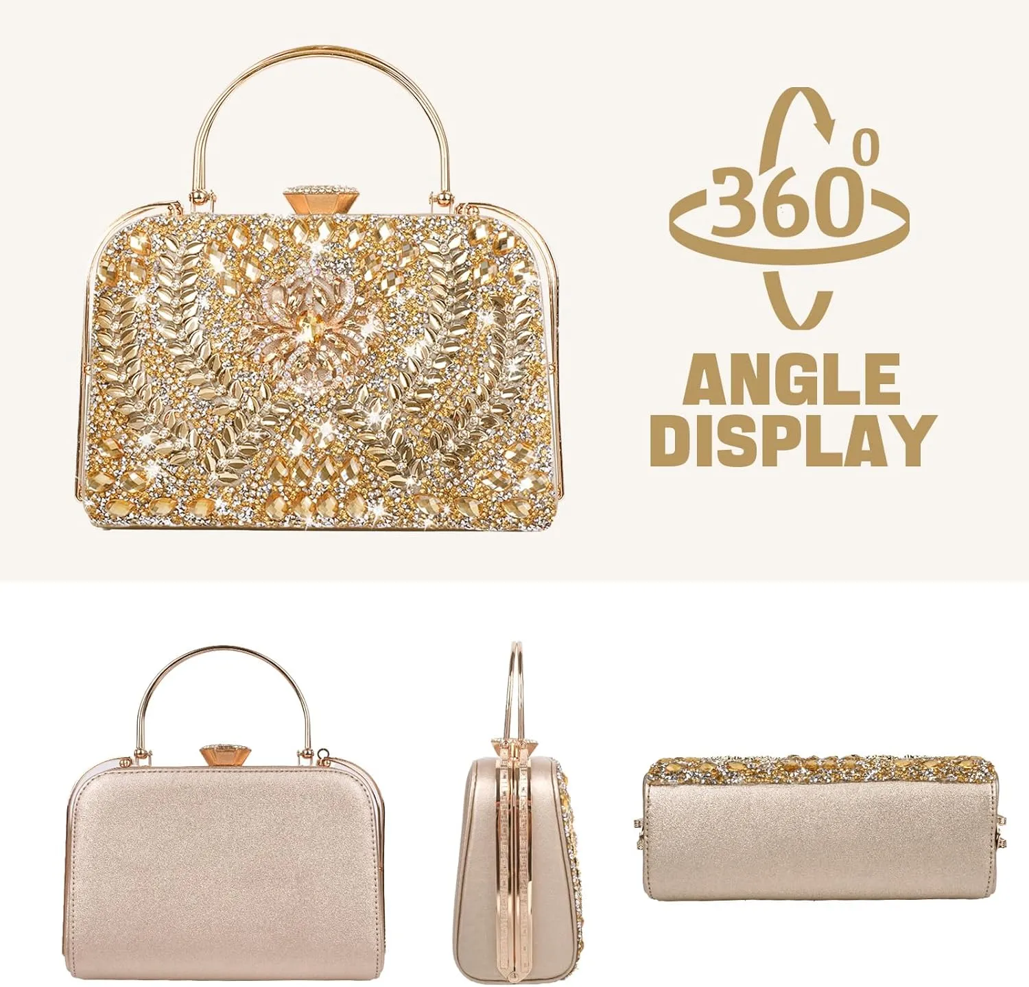 Women Rhinestone Evening Clutch Purses Diamond Handbag Weddings Formal Bag Party Sparkly Crystal Purse