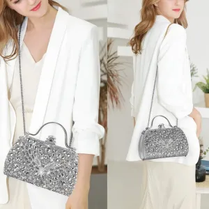 Women Rhinestone Evening Clutch Purses Diamond Handbag Weddings Formal Bag Party Sparkly Crystal Purse