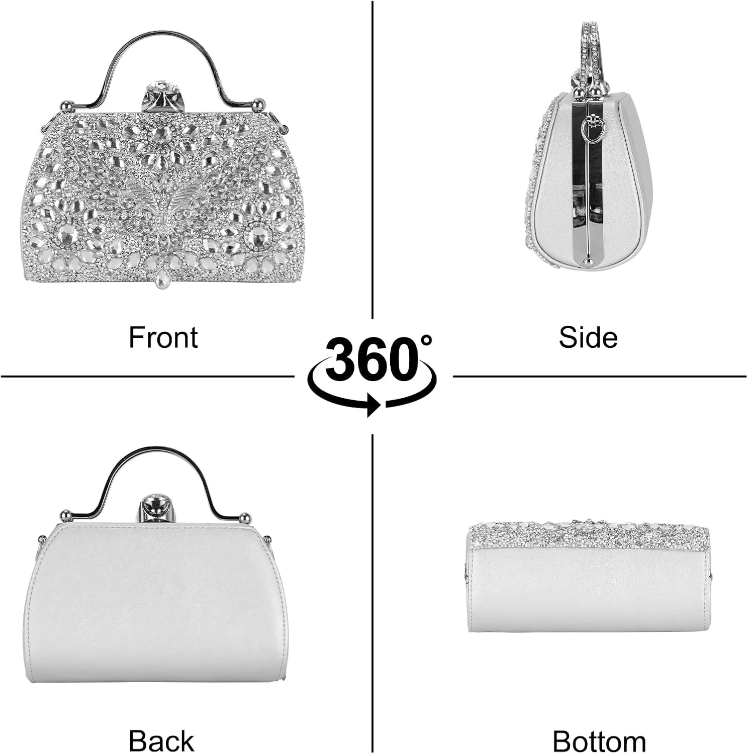 Women Rhinestone Evening Clutch Purses Diamond Handbag Weddings Formal Bag Party Sparkly Crystal Purse
