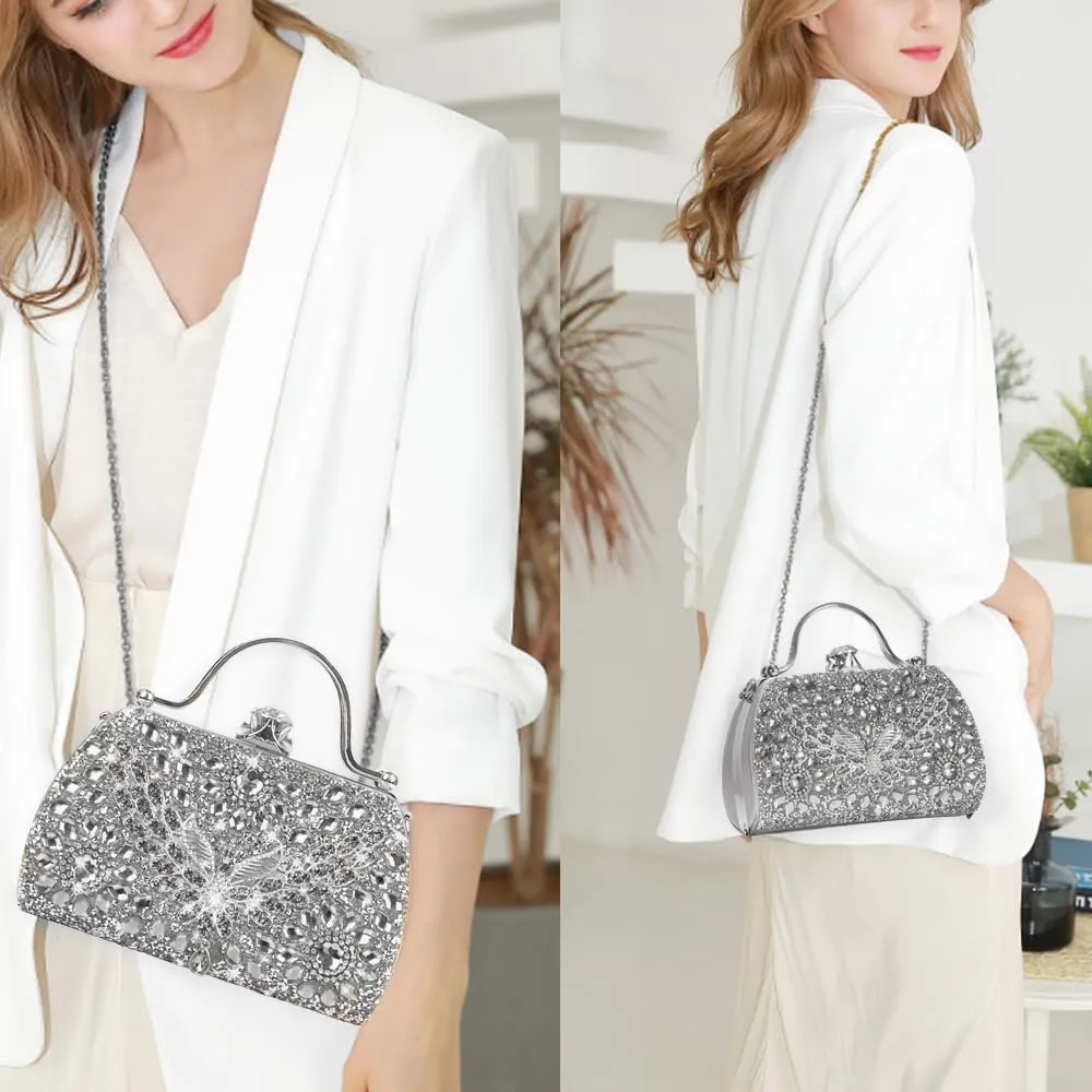 Women Rhinestone Evening Clutch Purses Diamond Handbag Weddings Formal Bag Party Sparkly Crystal Purse