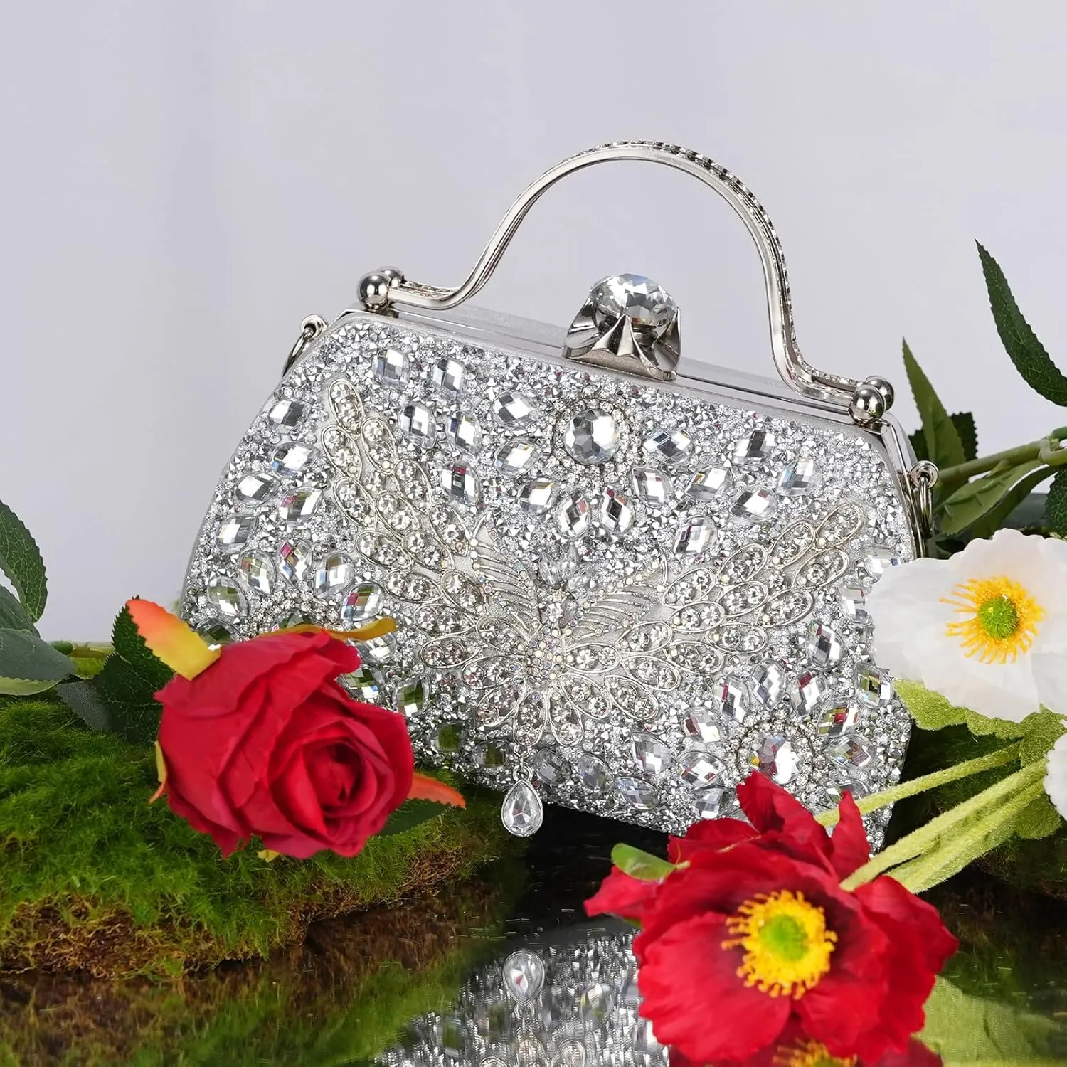 Women Rhinestone Evening Clutch Purses Diamond Handbag Weddings Formal Bag Party Sparkly Crystal Purse