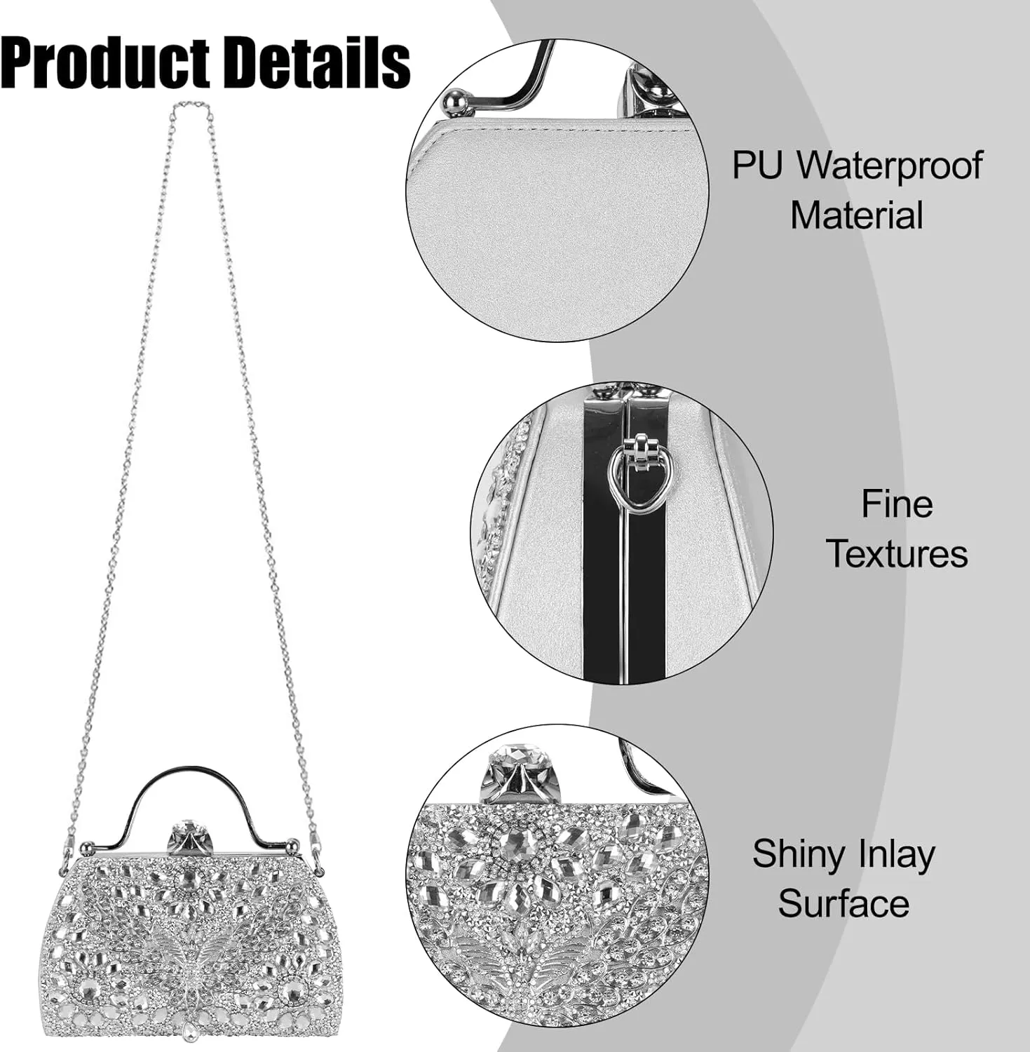 Women Rhinestone Evening Clutch Purses Diamond Handbag Weddings Formal Bag Party Sparkly Crystal Purse