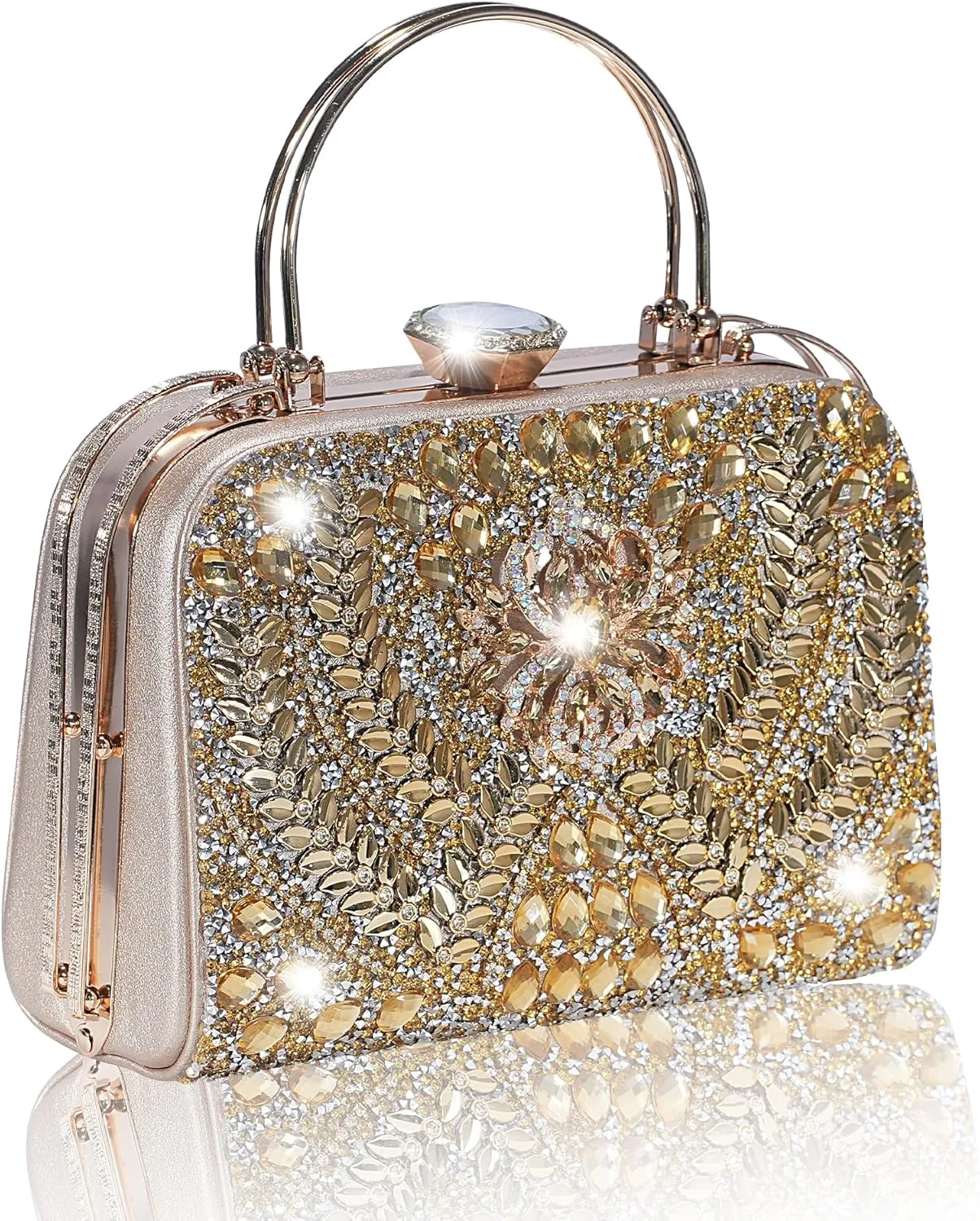 Women Rhinestone Evening Clutch Purses Diamond Handbag Weddings Formal Bag Party Sparkly Crystal Purse