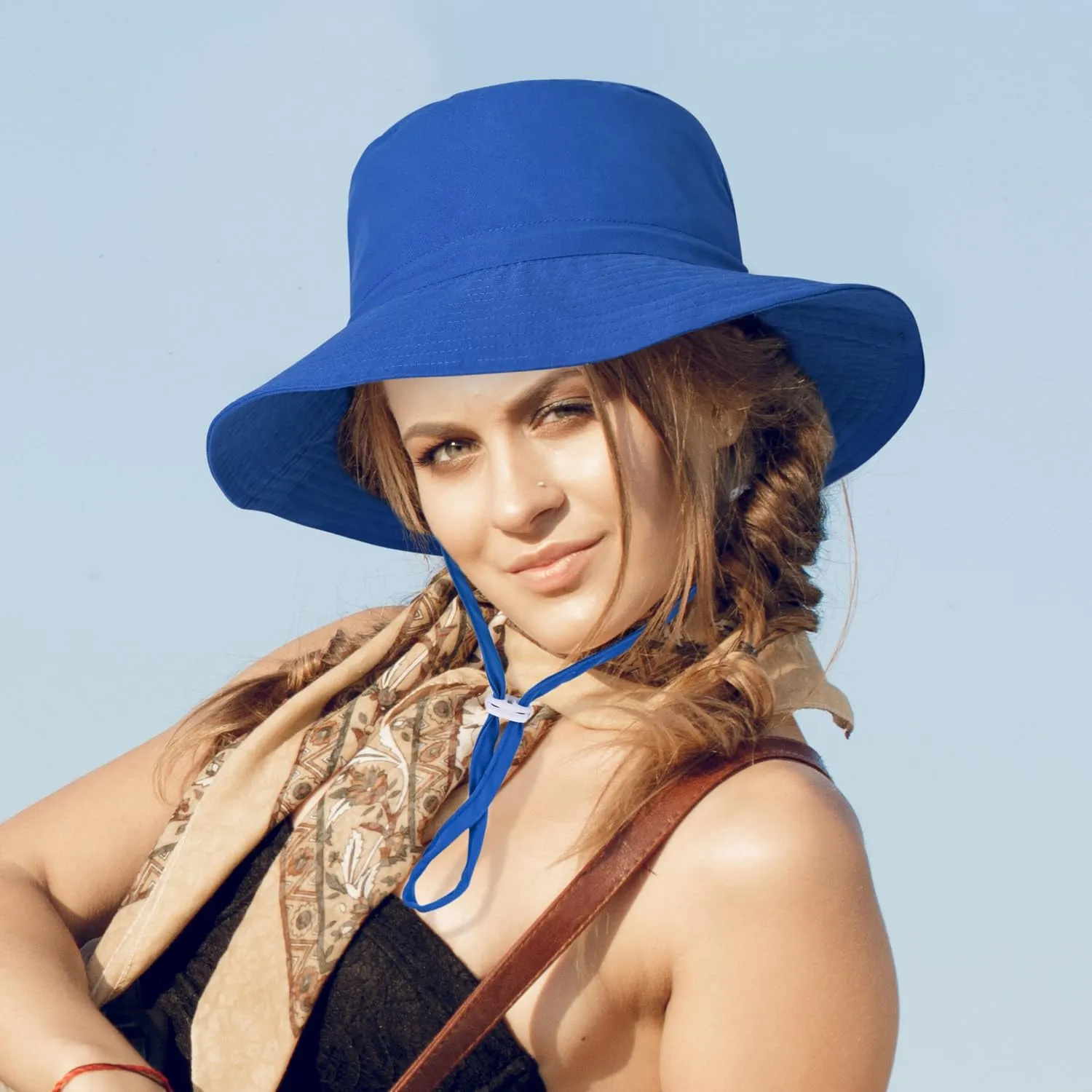 Women Wide Brimmed Sun Hat,Summer Foldable Beach Bucket Hat with UV Protection for Women Young Girls
