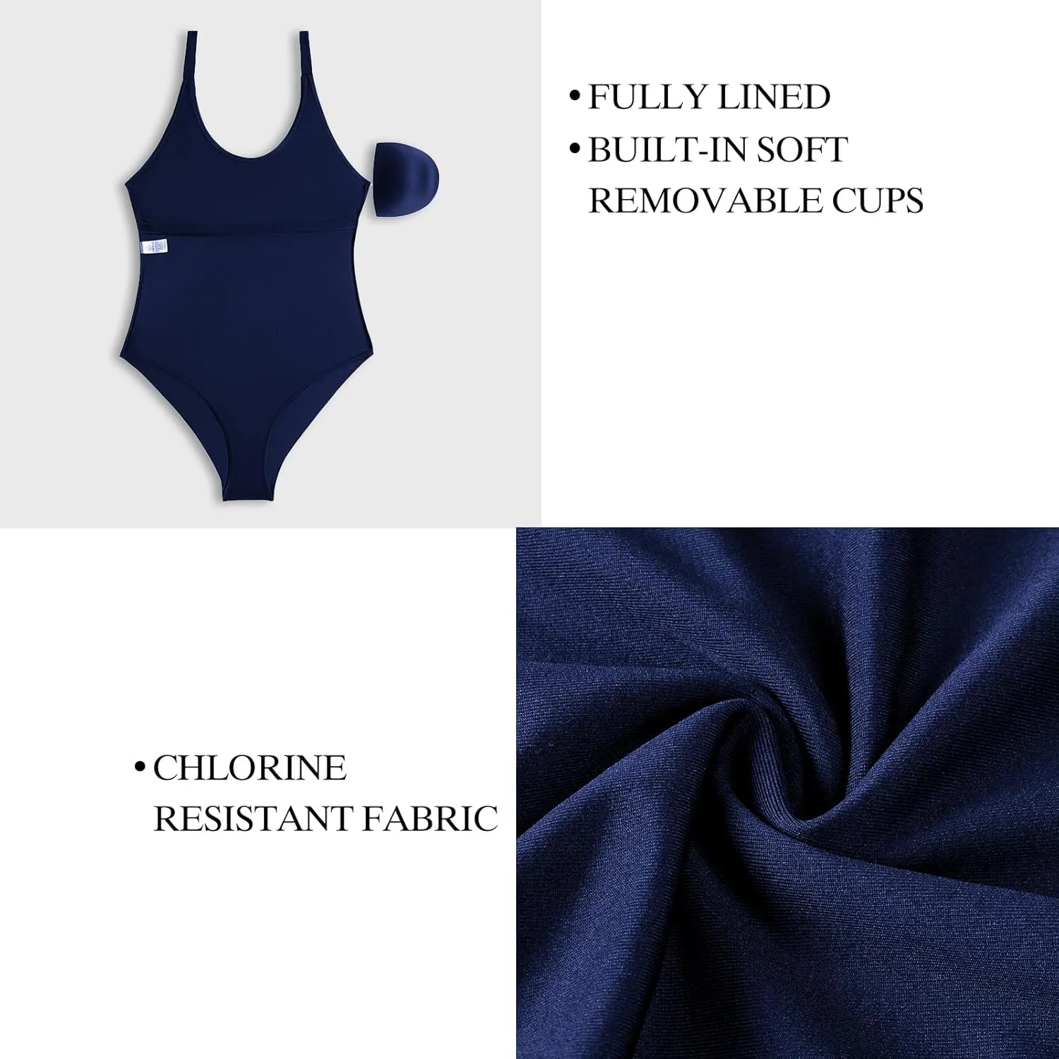 Women's Athletic One Piece Swimsuit Modest Sport Training Competition Swimwear Girls Adjustable Straps Bathing Suit