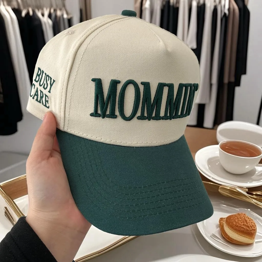 Womens Baseball Caps Casual Mommin Embroidery Letters Trucker Hat Adjustable Ponytail Baseball Hat for Streetwear