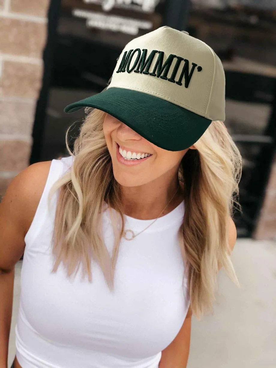 Womens Baseball Caps Casual Mommin Embroidery Letters Trucker Hat Adjustable Ponytail Baseball Hat for Streetwear