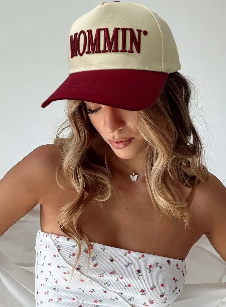 Womens Baseball Caps Casual Mommin Embroidery Letters Trucker Hat Adjustable Ponytail Baseball Hat for Streetwear