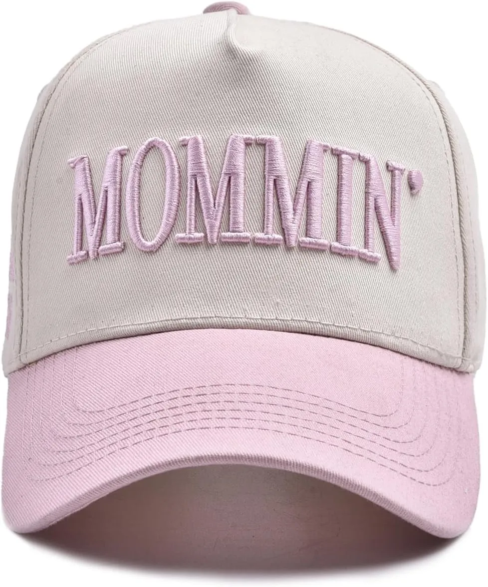 Womens Baseball Caps Casual Mommin Embroidery Letters Trucker Hat Adjustable Ponytail Baseball Hat for Streetwear