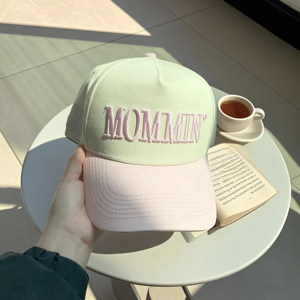 Womens Baseball Caps Casual Mommin Embroidery Letters Trucker Hat Adjustable Ponytail Baseball Hat for Streetwear