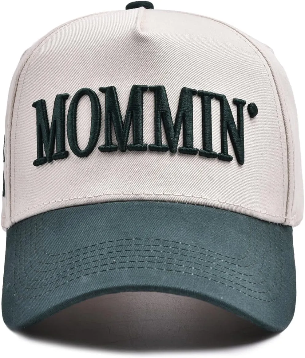 Womens Baseball Caps Casual Mommin Embroidery Letters Trucker Hat Adjustable Ponytail Baseball Hat for Streetwear