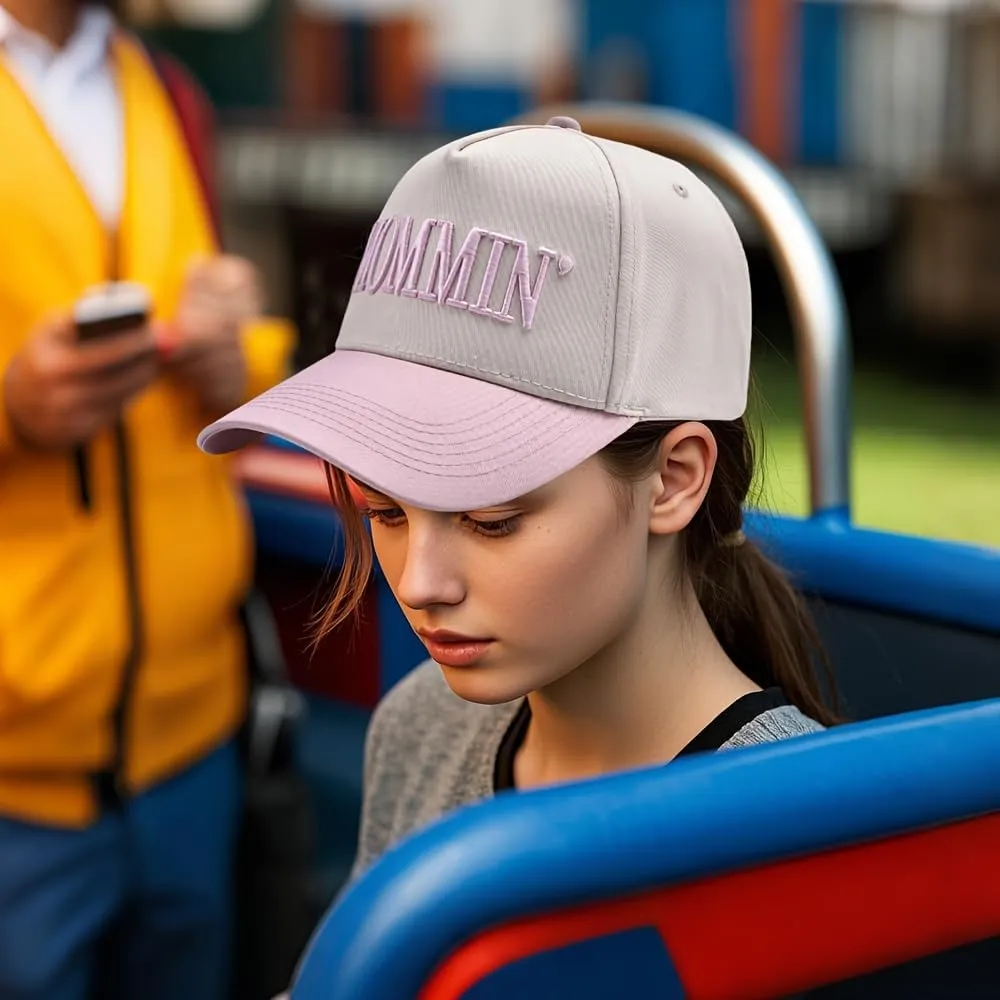 Womens Baseball Caps Casual Mommin Embroidery Letters Trucker Hat Adjustable Ponytail Baseball Hat for Streetwear