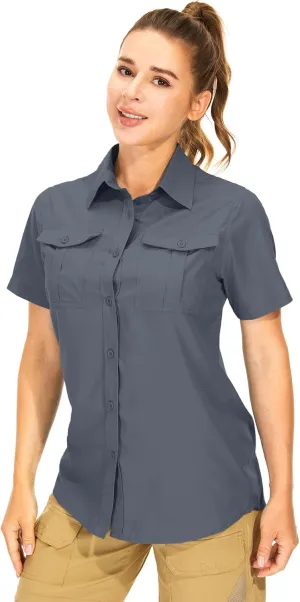 Women's Button Down Shirts UPF 50  Short Sleeve Sun Protection Shirts Stretch Quick Dry Shirt for Fishing, Hiking, Travel