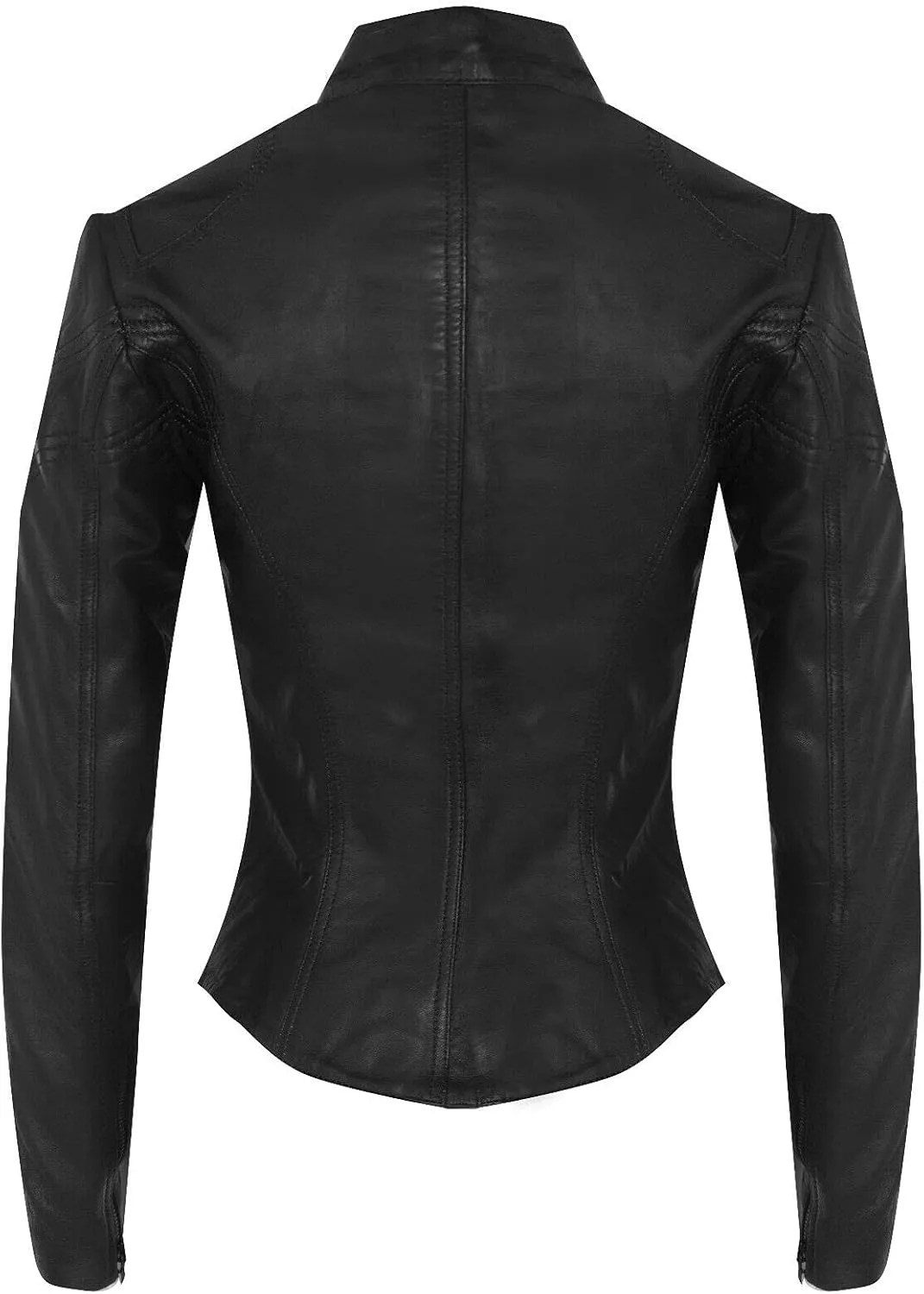 Women's Classic Real Leather Biker Moto Fashion Slim Fit Jacket