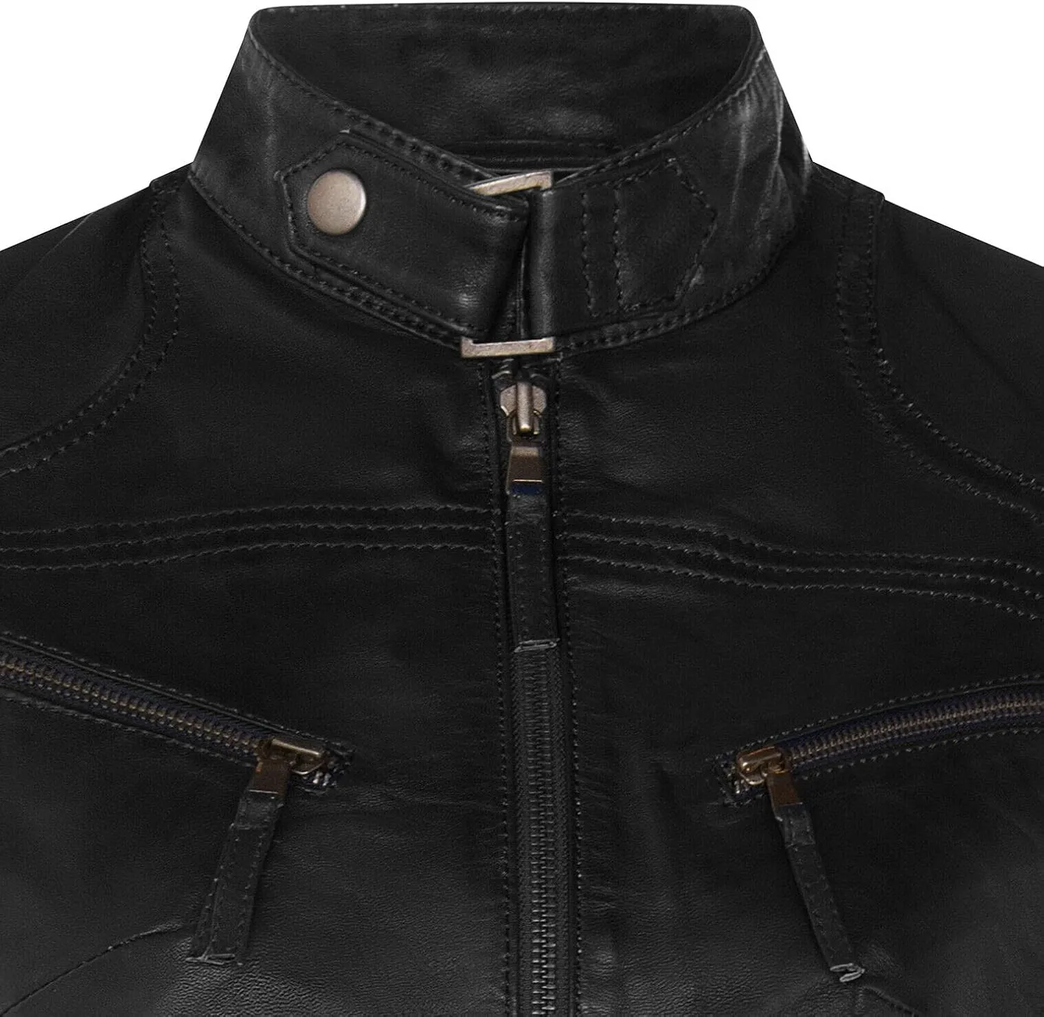 Women's Classic Real Leather Biker Moto Fashion Slim Fit Jacket