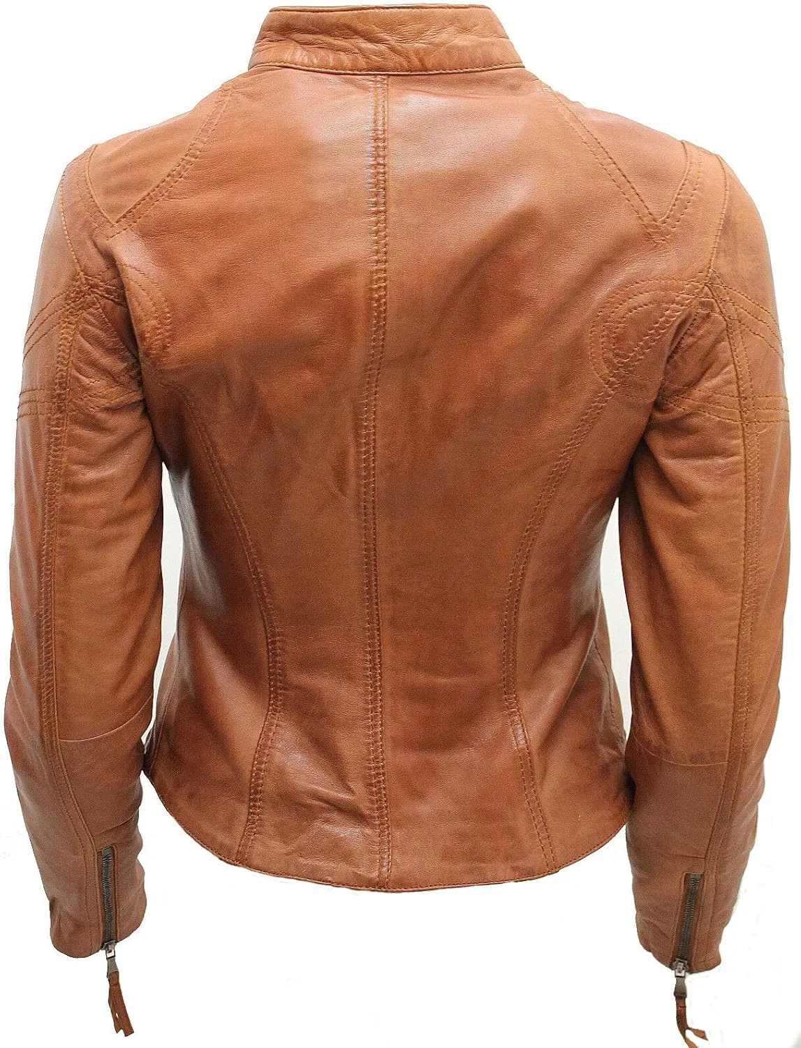 Women's Classic Real Leather Biker Moto Fashion Slim Fit Jacket
