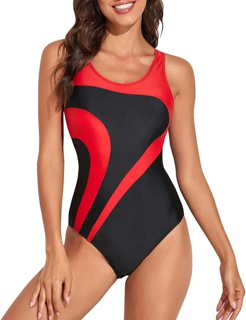 Women's Cutout Racerback Active Sports Athlect One Piece Swimsuit