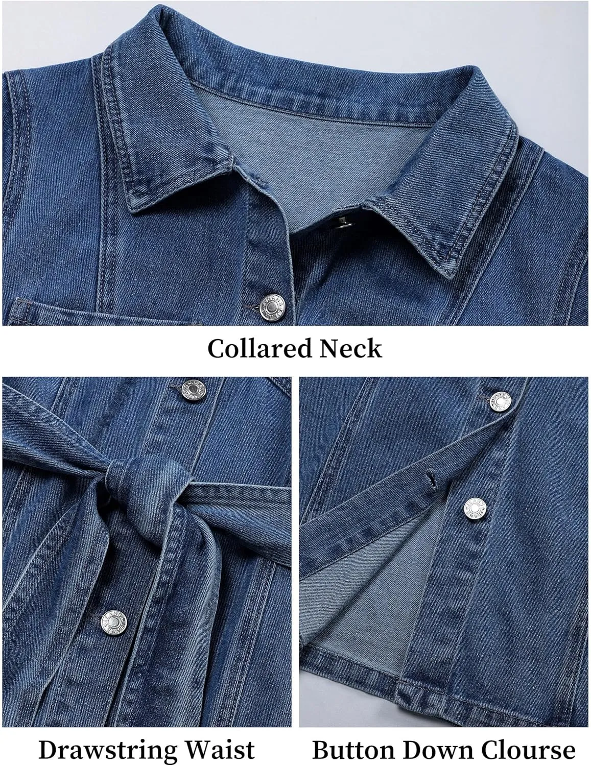 Women's Denim Dress Short Sleeve Jean Dress Button Down Babydoll Denim Shirt Dresses with Pocket 2025 Outfits