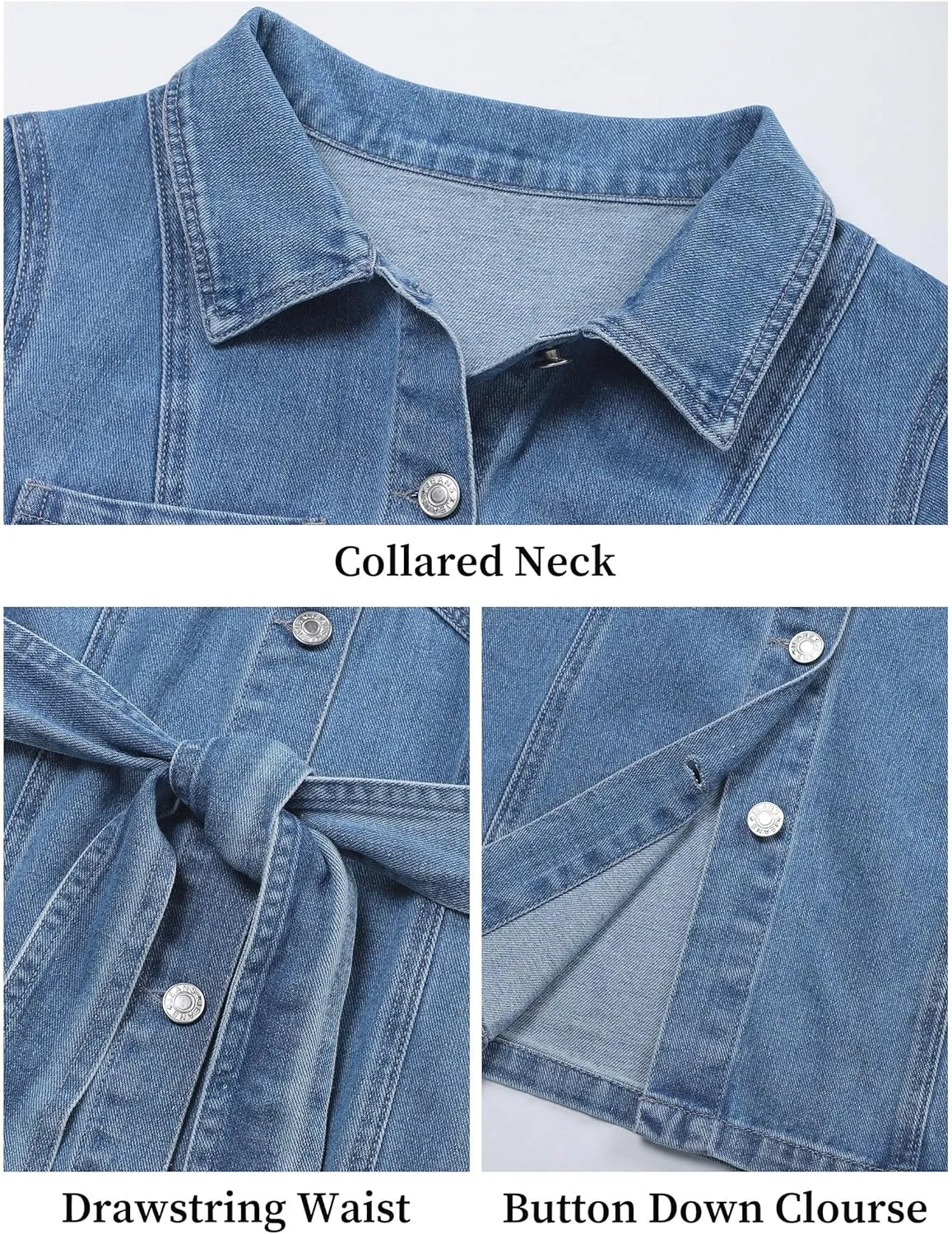 Women's Denim Dress Short Sleeve Jean Dress Button Down Babydoll Denim Shirt Dresses with Pocket 2025 Outfits