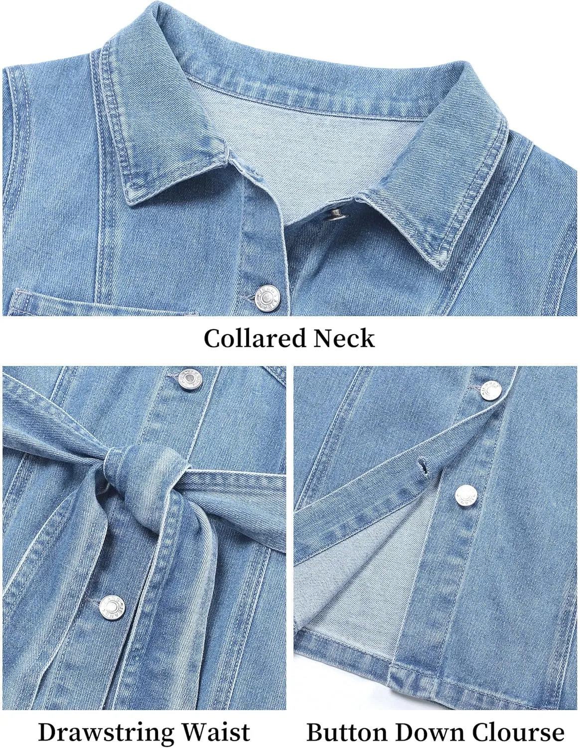 Women's Denim Dress Summer Short Sleeve Jean Dress Button Down Denim Shirt Dresses with Pocket 2025 Outfits