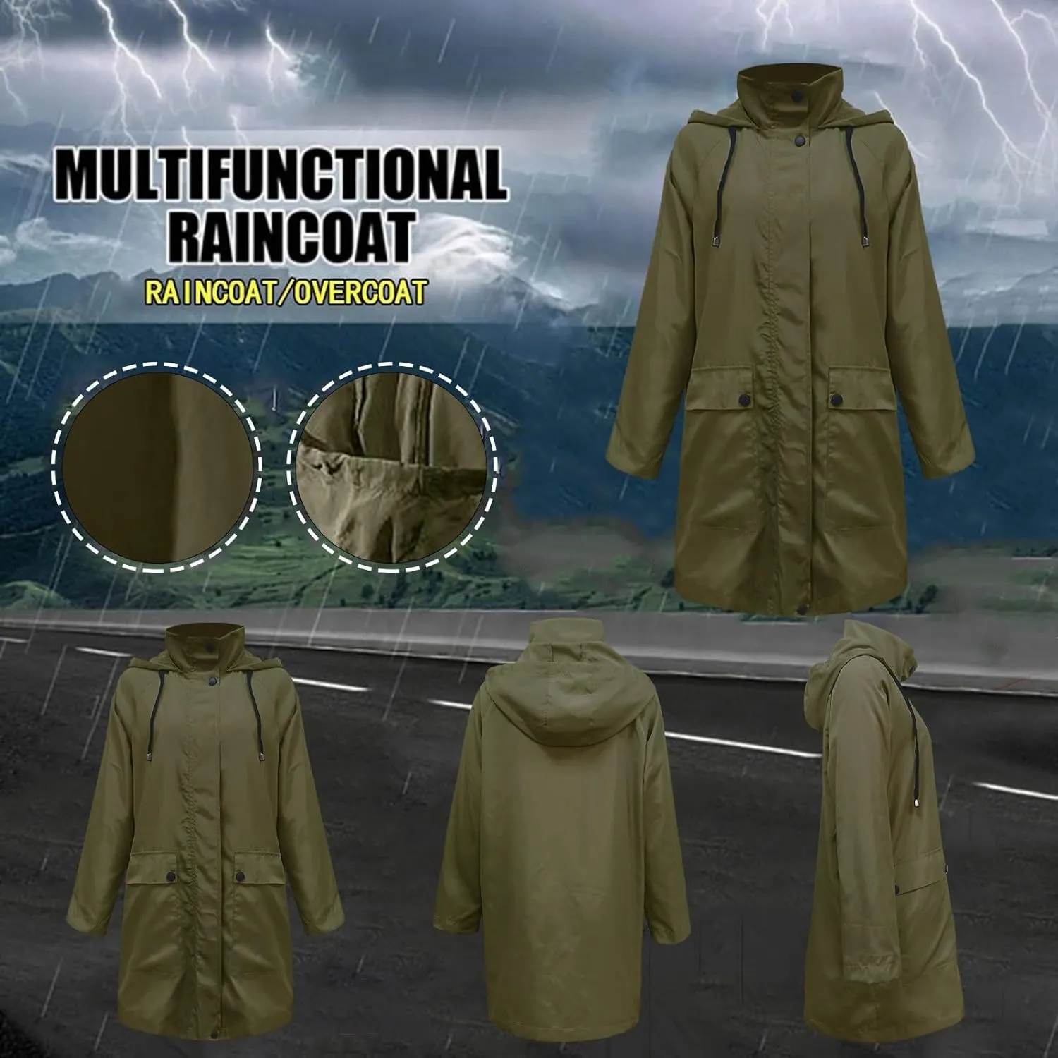 Women's Double Breasted Long Trench Coat 2024 Windproof Classic Lapel Windbreaker Jackets Stylish Loose Overcoat Outerwear