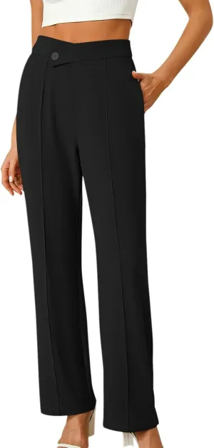 Womens Dress Pants High Waist Straight Leg Stretchy Work Business Office Casual Trousers Slacks with Pockets