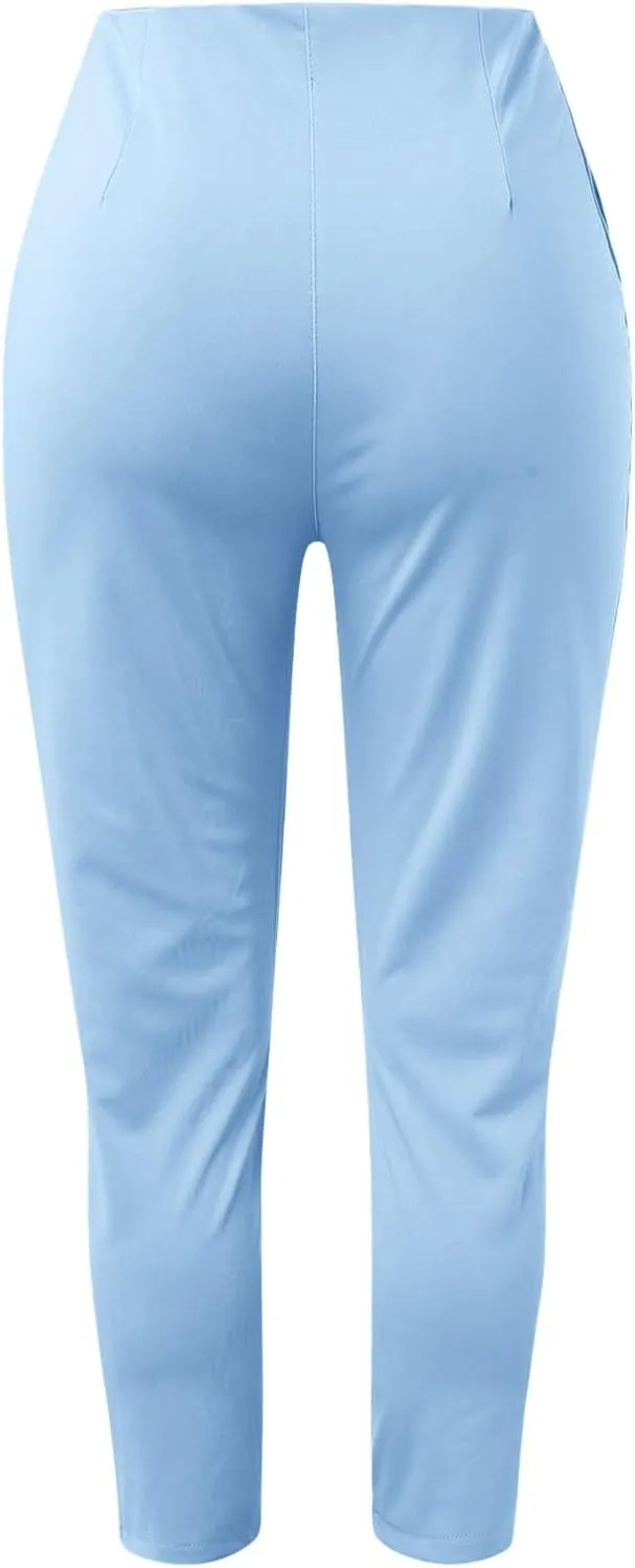 Womens Dress Pants High Waist Stretchy Professional Formal Work Business Office Casual Pull On Trousers Slacks