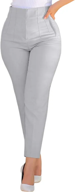 Womens Dress Pants High Waist Stretchy Professional Formal Work Business Office Casual Pull On Trousers Slacks