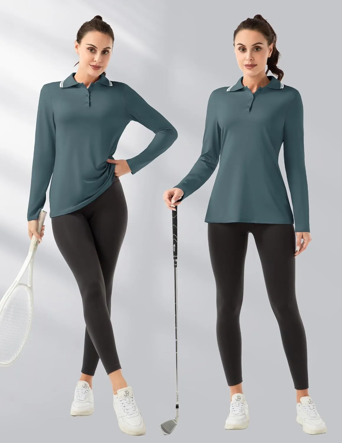 Women's Golf Polo Shirts Long Sleeve Workout Tops UPF 50  Sun Protection Quick Dry Lightweight Active Tennis Shirts