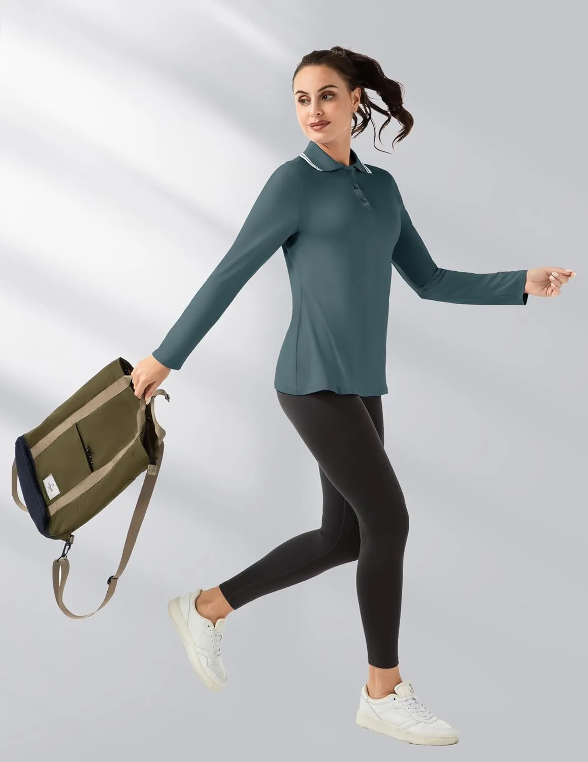 Women's Golf Polo Shirts Long Sleeve Workout Tops UPF 50  Sun Protection Quick Dry Lightweight Active Tennis Shirts