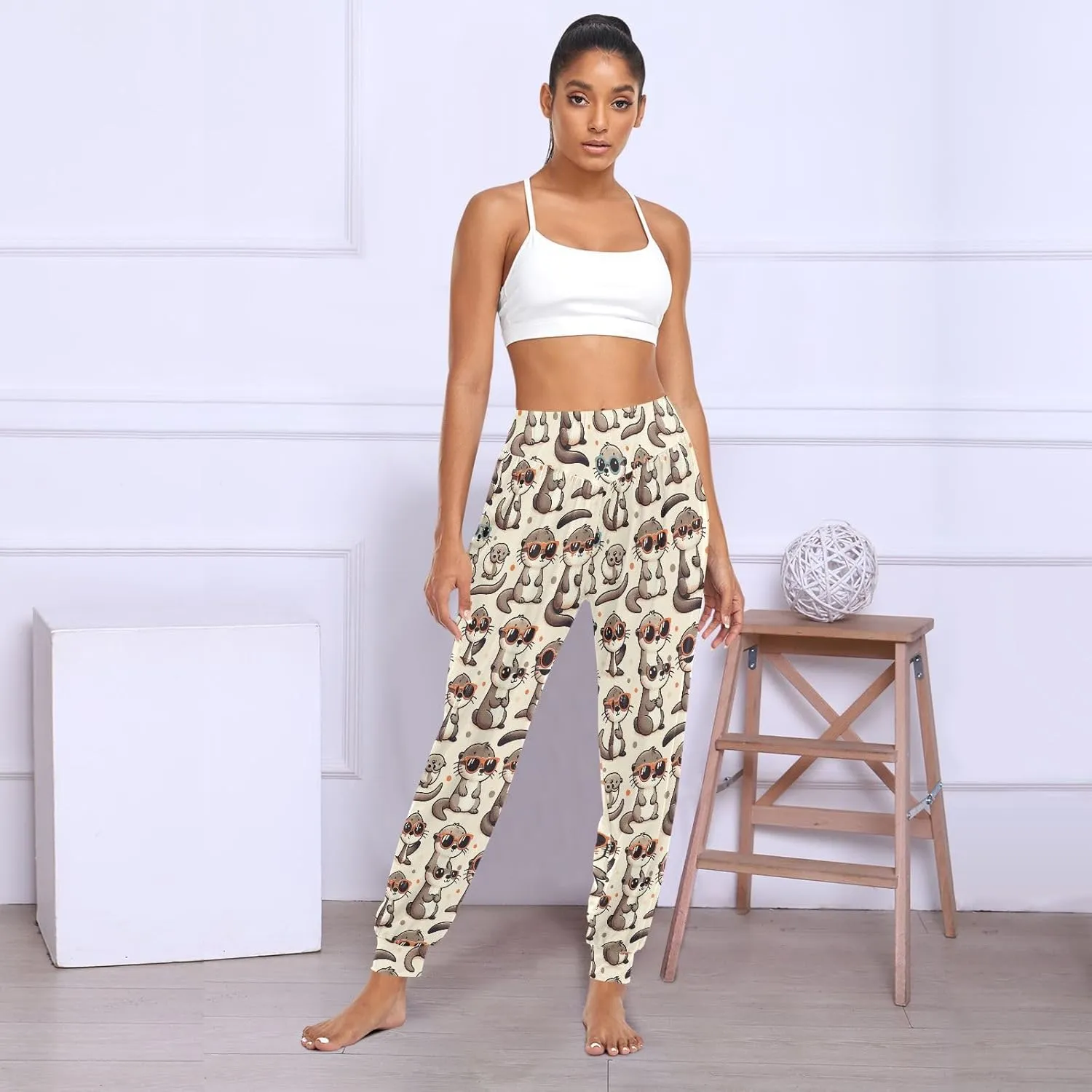 Women's Harem Pant Otter-Wearing-Sunglasses Yoga Boho Trousers Summer Beach Pant Jogger Pant Sweatpant
