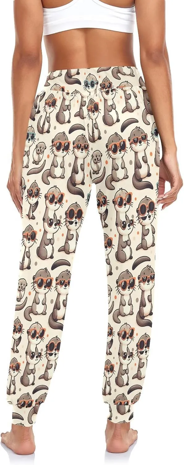 Women's Harem Pant Otter-Wearing-Sunglasses Yoga Boho Trousers Summer Beach Pant Jogger Pant Sweatpant